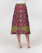 Load image into Gallery viewer, Red Gold African print Women&#39;s A-Line Midi Skirt