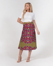 Load image into Gallery viewer, Red Gold African print Women&#39;s A-Line Midi Skirt