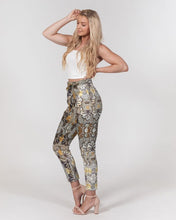 Load image into Gallery viewer, Black Gold African Print Women&#39;s Belted Tapered Pants YaYa+Rule