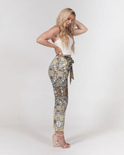 Load image into Gallery viewer, Black Gold African Print Women&#39;s Belted Tapered Pants YaYa+Rule