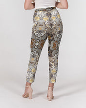 Load image into Gallery viewer, Black Gold African Print Women&#39;s Belted Tapered Pants YaYa+Rule