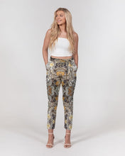 Load image into Gallery viewer, Black Gold African Print Women&#39;s Belted Tapered Pants YaYa+Rule