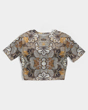 Load image into Gallery viewer, Black Gold African Print Women&#39;s Twist-Front Cropped Tee YaYa+Rule