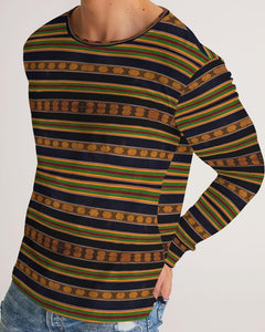 Black Kente African Print Men's Long Sleeve Tee YaYa+Rule