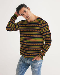 Black Kente African Print Men's Long Sleeve Tee YaYa+Rule