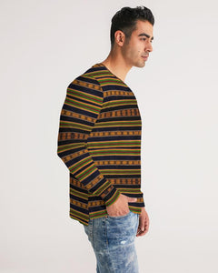 Black Kente African Print Men's Long Sleeve Tee YaYa+Rule