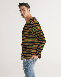 Black Kente African Print Men's Long Sleeve Tee YaYa+Rule