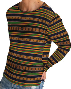 Black Kente African Print Men's Long Sleeve Tee YaYa+Rule