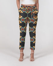 Load image into Gallery viewer, Black Multi Color African print Women&#39;s Belted Tapered Pants YaYa+Rule