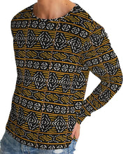 Load image into Gallery viewer, Black Yellow Bogolan African Print Men&#39;s Long Sleeve Tee YaYa+Rule