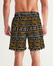 Load image into Gallery viewer, Black Yellow Bogolan African Print Men&#39;s Swim Trunk YaYa+Rule