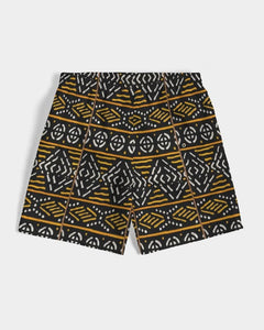 Black Yellow Bogolan African Print Men's Swim Trunk YaYa+Rule
