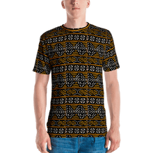 Load image into Gallery viewer, Black Yellow Bogolan African Print Men&#39;s T-shirt YaYa+Rule