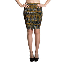 Load image into Gallery viewer, Black Yellow Bogolan African print Pencil Skirt YaYa+Rule