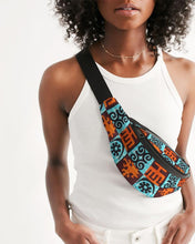 Load image into Gallery viewer, Blue Orange Adinkra African print Crossbody Sling Bag YaYa+Rule