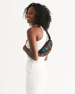 Blue Orange Adinkra African print Crossbody Sling Bag YaYa+Rule