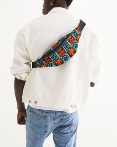 Blue Orange Adinkra African print Crossbody Sling Bag YaYa+Rule