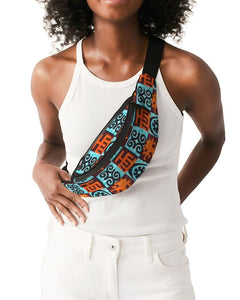 Blue Orange Adinkra African print Crossbody Sling Bag YaYa+Rule