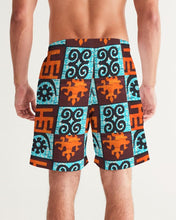 Load image into Gallery viewer, Blue-Orange-Adinkra-print Men&#39;s Swim Trunk YaYa+Rule