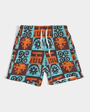 Load image into Gallery viewer, Blue-Orange-Adinkra-print Men&#39;s Swim Trunk YaYa+Rule