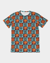 Load image into Gallery viewer, Blue-Orange-Adinkra-print Men&#39;s Tee YaYa+Rule