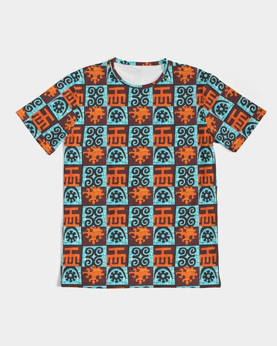 Blue-Orange-Adinkra-print Men's Tee YaYa+Rule