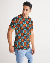 Load image into Gallery viewer, Blue-Orange-Adinkra-print Men&#39;s Tee YaYa+Rule