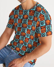 Load image into Gallery viewer, Blue-Orange-Adinkra-print Men&#39;s Tee YaYa+Rule