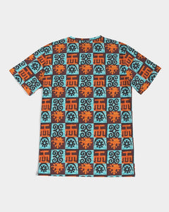 Blue-Orange-Adinkra-print Men's Tee YaYa+Rule