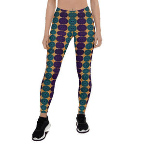 Blue Purple Circle African Print Leggings YaYa+Rule