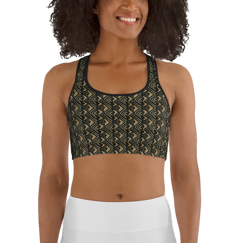 Brown Bogolan African Print Sports bra YaYa+Rule