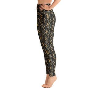 Brown Bogolan African Print Yoga Leggings YaYa+Rule