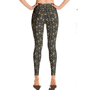 Brown Bogolan African Print Yoga Leggings YaYa+Rule