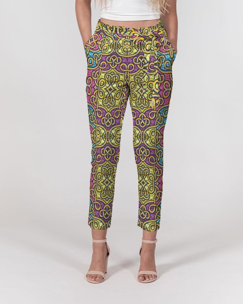 Fun African Print Women's Belted Tapered Pants YaYa+Rule