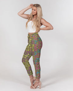 Fun African Print Women's Belted Tapered Pants YaYa+Rule