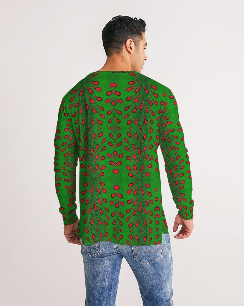Green Red African Print Men's Long Sleeve Tee YaYa+Rule