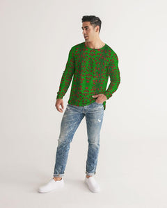 Green Red African Print Men's Long Sleeve Tee YaYa+Rule