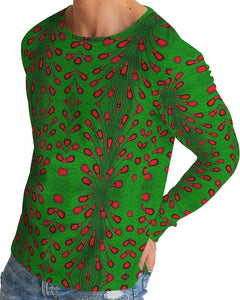 Green Red African Print Men's Long Sleeve Tee YaYa+Rule