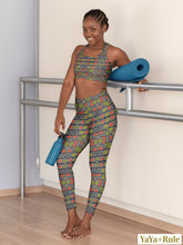 Load image into Gallery viewer, Green Red Bogolan African print Leggings YaYa+Rule