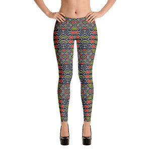 Green Red Bogolan African print Leggings YaYa+Rule