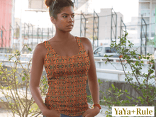 Load image into Gallery viewer, Orange Kente African Print Tank Top YaYa+Rule