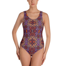 Load image into Gallery viewer, Orange Purple African Print One-Piece Swimsuit YaYa+Rule