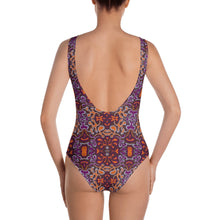 Load image into Gallery viewer, Orange Purple African Print One-Piece Swimsuit YaYa+Rule