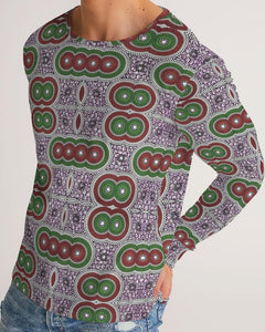 Purple Green African Print Men's Long Sleeve Tee YaYa+Rule