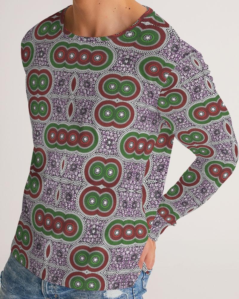 Purple Green African Print Men's Long Sleeve Tee YaYa+Rule