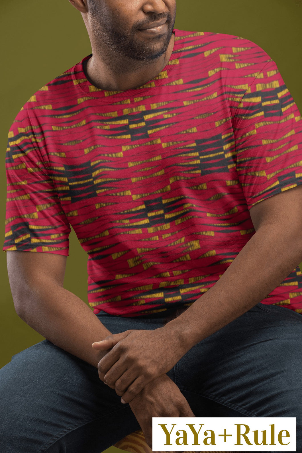 Red Black African Print Men's T-shirt YaYa+Rule