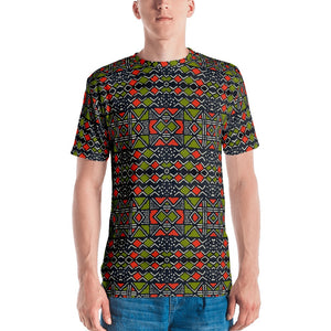 Red Green Bogolan African Print Men's T-shirt YaYa+Rule