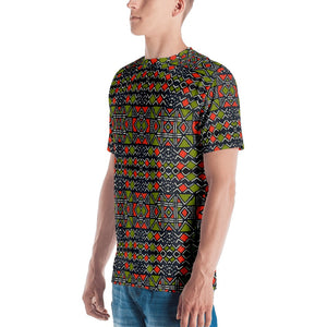 Red Green Bogolan African Print Men's T-shirt YaYa+Rule