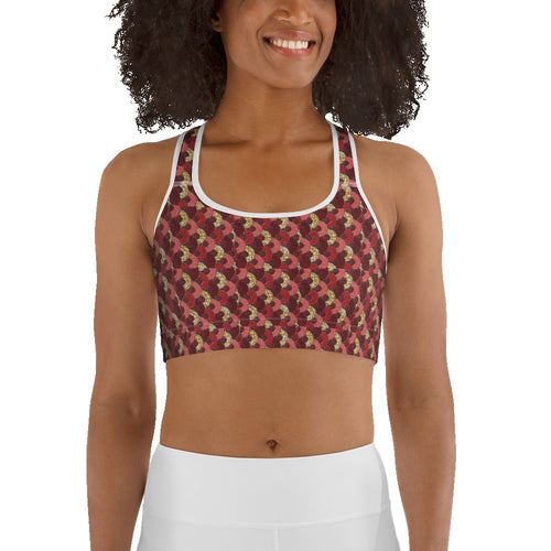 Red Mustard Scalloped African Print Sports bra YaYa+Rule