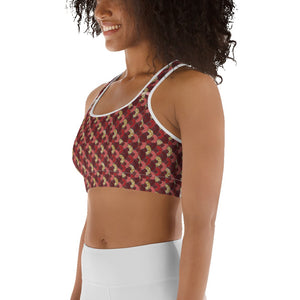 Red Mustard Scalloped African Print Sports bra YaYa+Rule